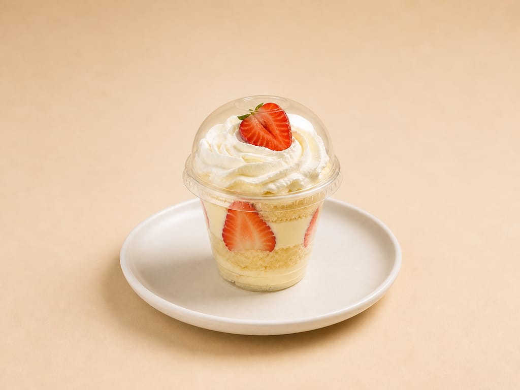 Brazilian cake in a jar with strawberry at Meritíssimo