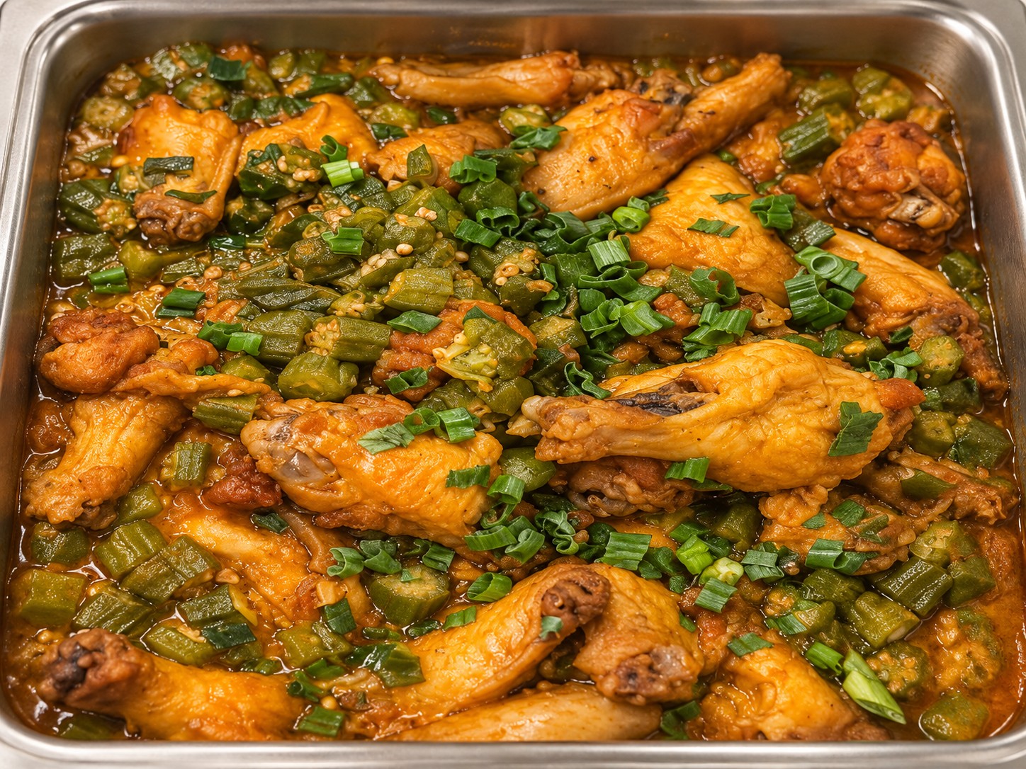 Frango com quiabo no buffet do Meritíssimo
